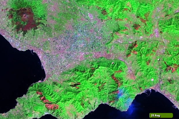 Amalfi fires - Landsat 8 on 25 August