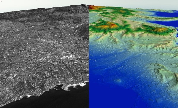 Marseille, Euro-Maps 3D DSM and Cartosat-1 Ortho Image. © GAF AG. Includes material © Antrix, distributed by GAF AG.