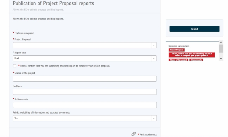 Publication of Project Proposal Reports