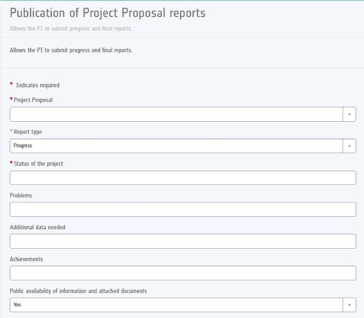 Submission of Project Proposal Reports