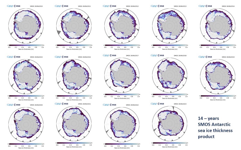 14 years of SMOS sea ice thickness (experimental product) 