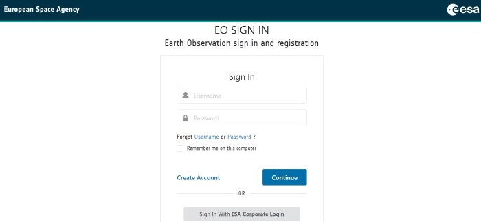 ESA EO Sign In