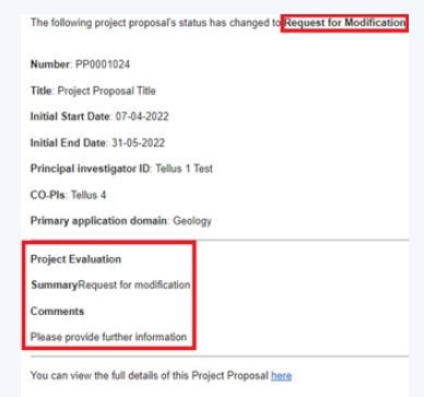 Initiating the project proposal directly from Earth Online