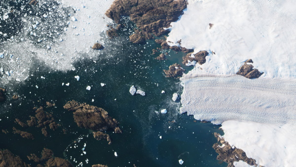 PlanetScope image showing some calving of the Upernavik Glacier in Avannaata, Greenland - 25 July 2021 © Planet (2021) - All rights reserved