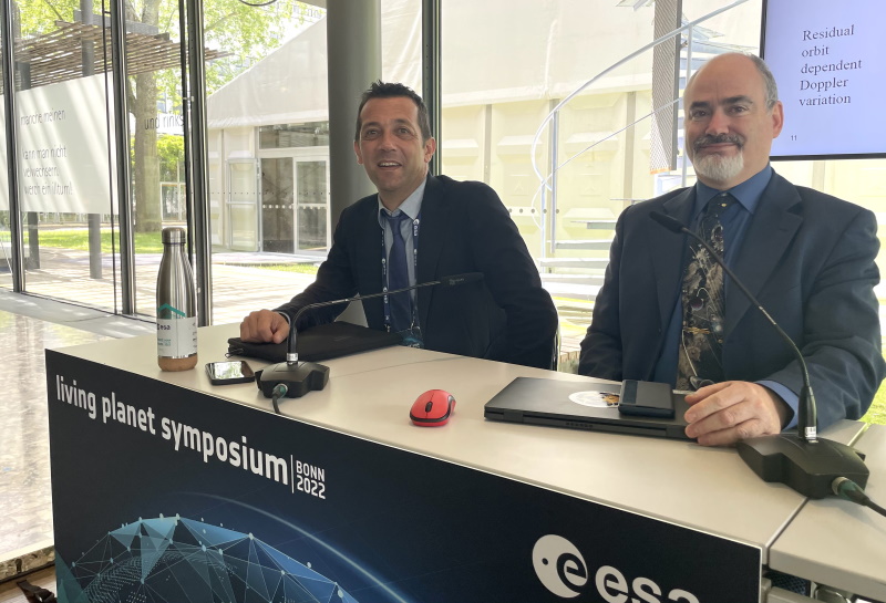 Mirko Albani, Heritage Space Progamme Manager, and Roberto Biasutti, ESA’s Payload Data Ground Segment Operational Manager, chairing the Living Planet Symposium session Heritage missions and long-time data series.