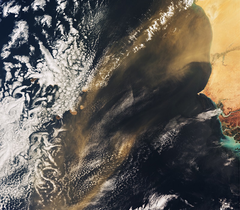 Saharan dust plume travelling towards Cabo Verde