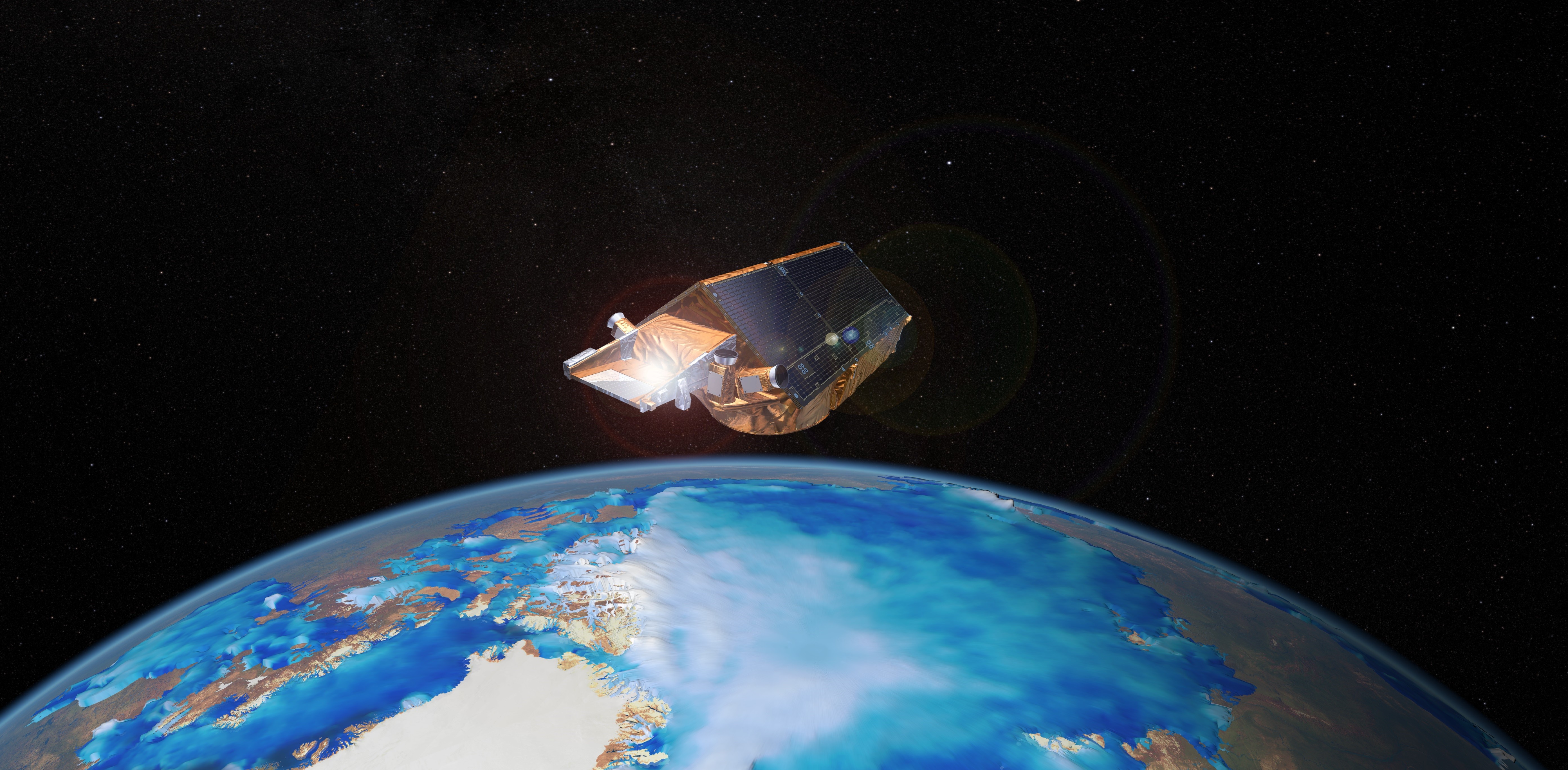 Image of CryoSat measuring sea ice thickness.
