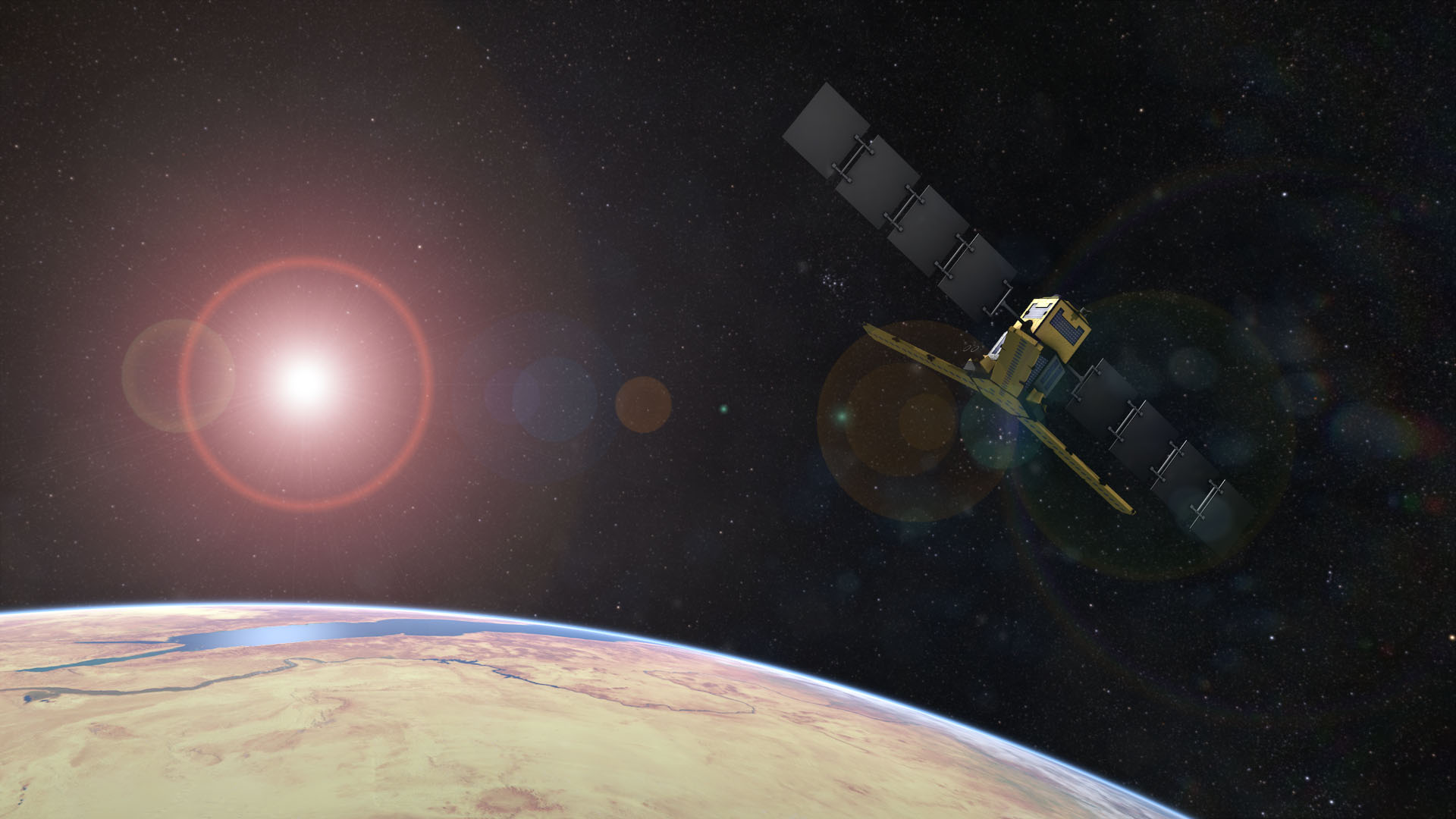 Image of the SMOS satellite in space.