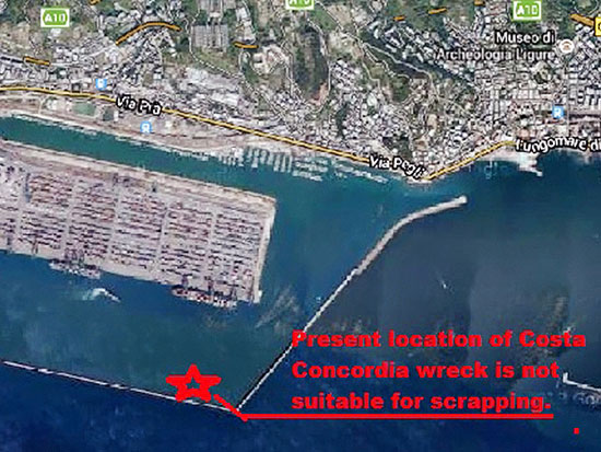 Location of the Costa Concordia