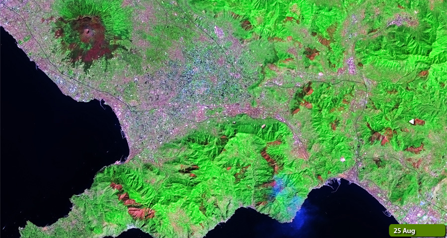 Amalfi fires - Landsat 8 on 25 August