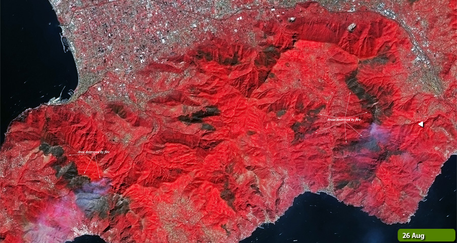Amalfi fires - Sentinel-2 on 26 August