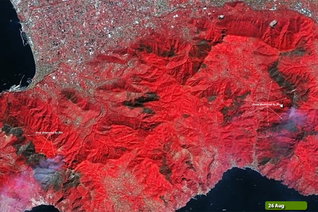 Amalfi fires - Sentinel-2 on 26 August