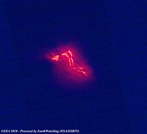 Kilauea Volcano eruption at night